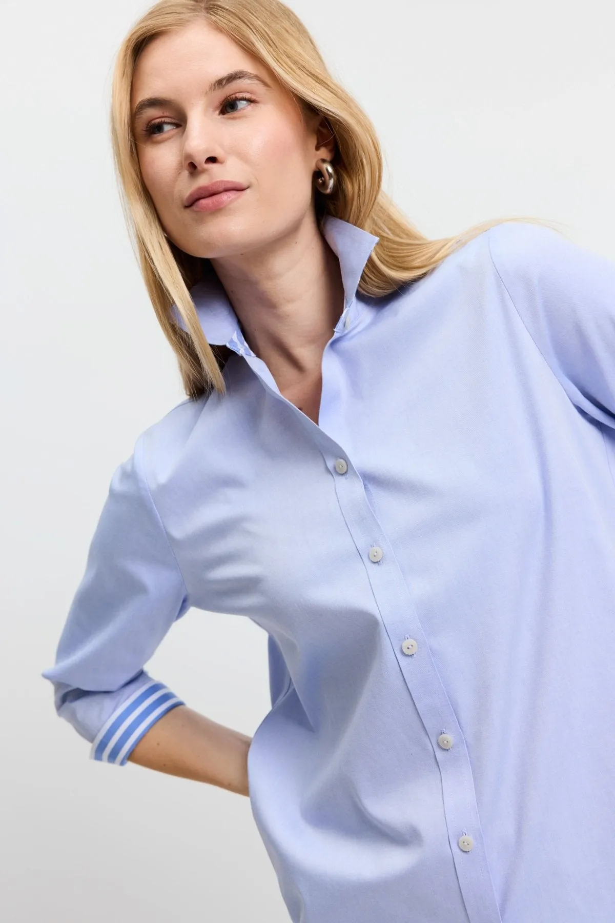 Margie Pinpoint No Iron Stripe Detail Shirt