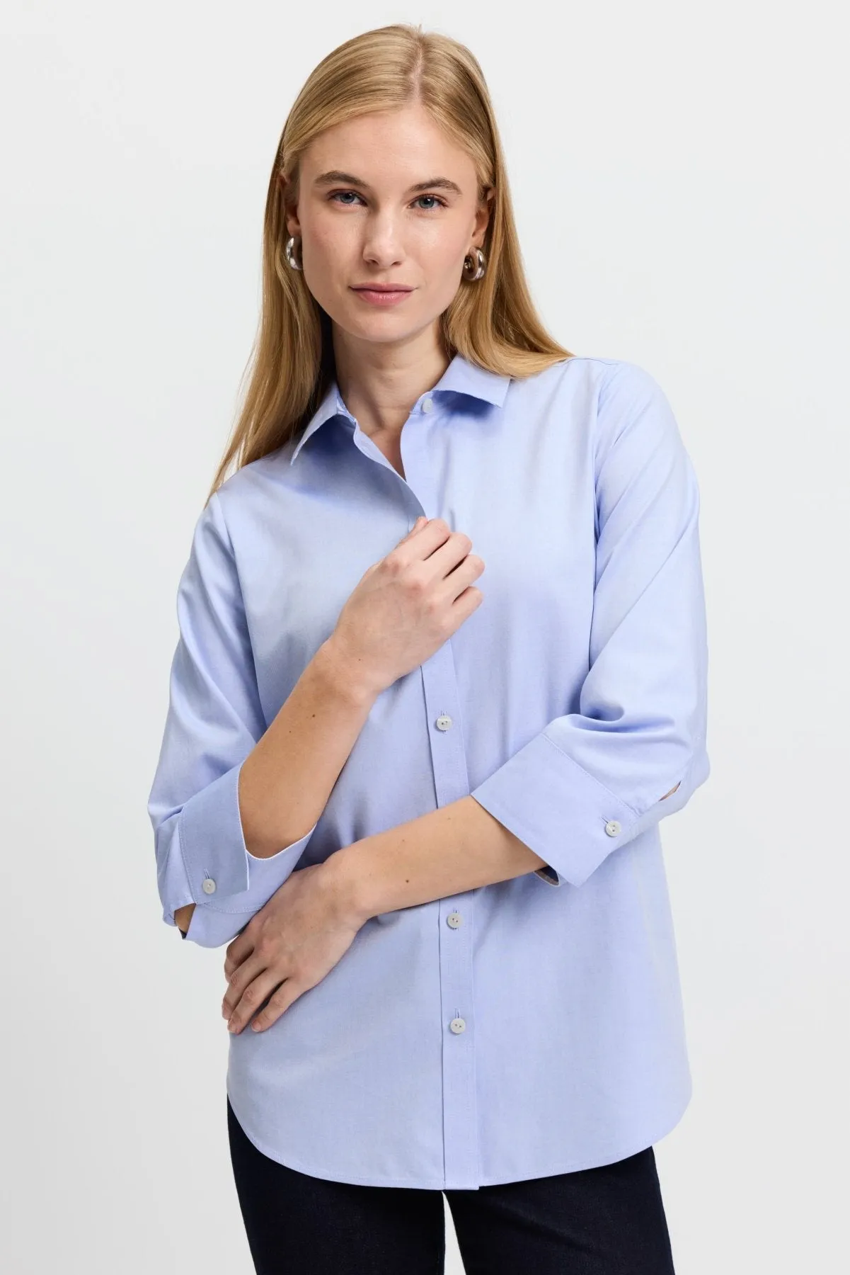 Margie Pinpoint No Iron Stripe Detail Shirt