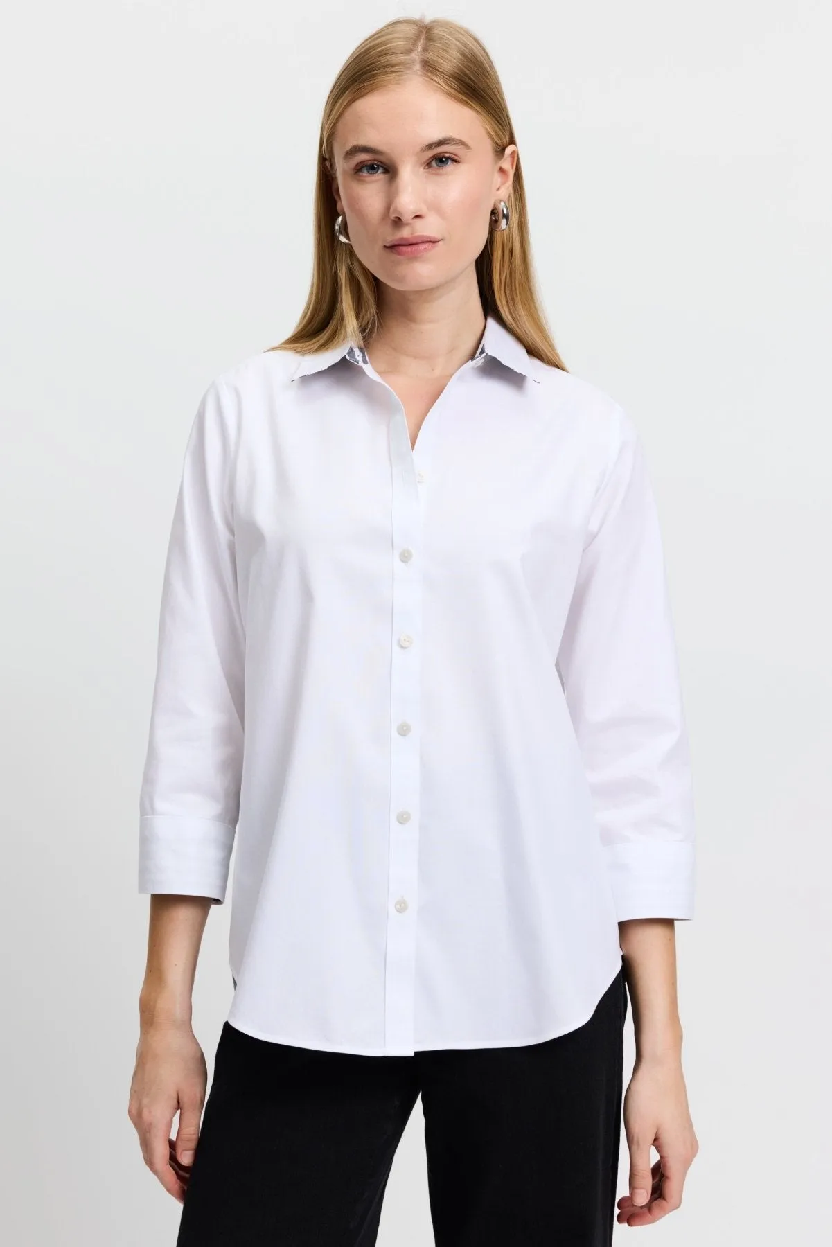 Margie Pinpoint No Iron Stripe Detail Shirt