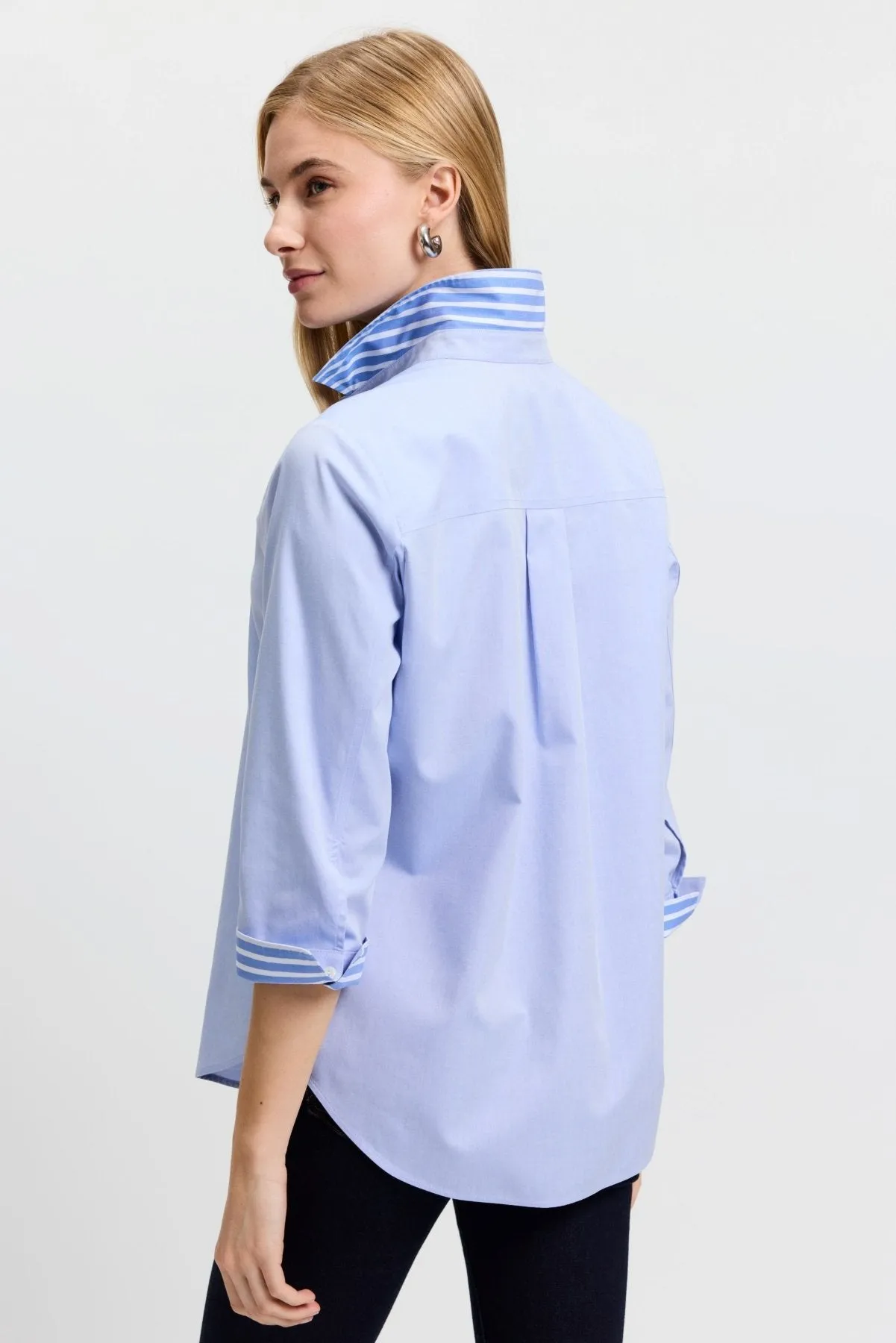 Margie Pinpoint No Iron Stripe Detail Shirt