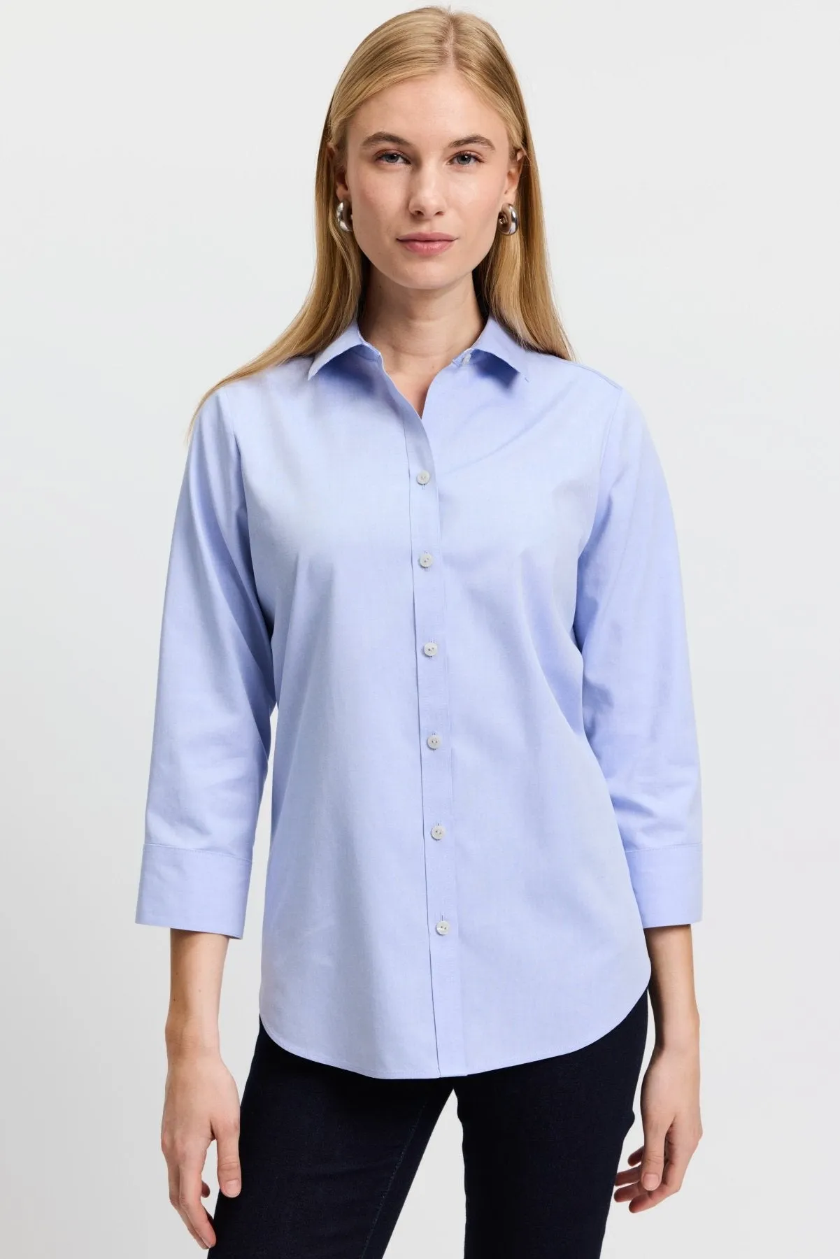 Margie Pinpoint No Iron Stripe Detail Shirt