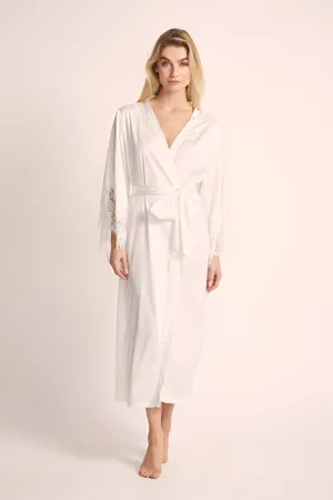 Margo Long Lace Robe - White