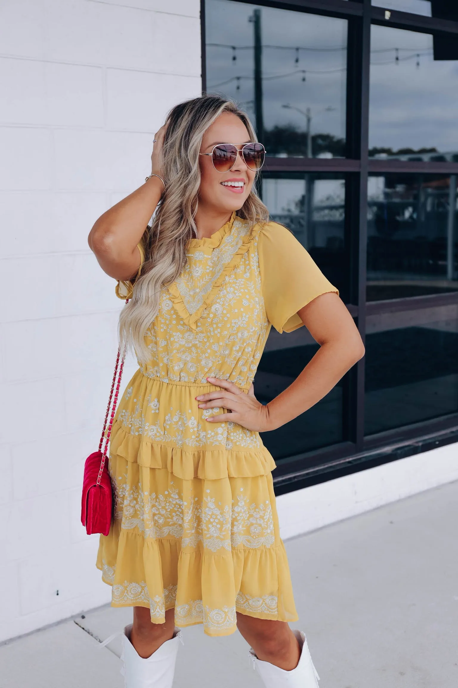 Marigold Embroidered Dress