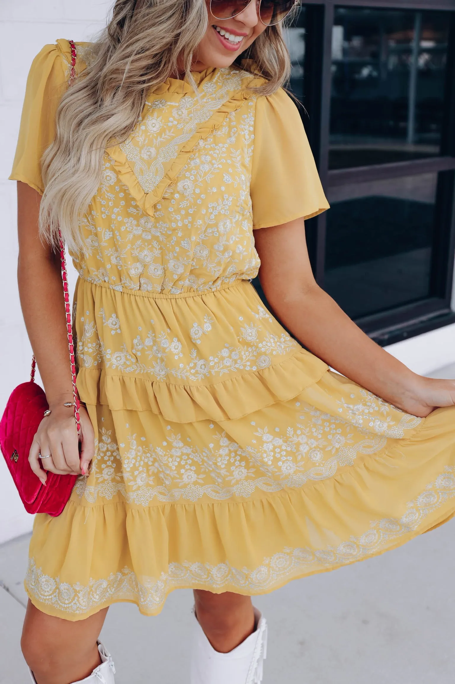 Marigold Embroidered Dress