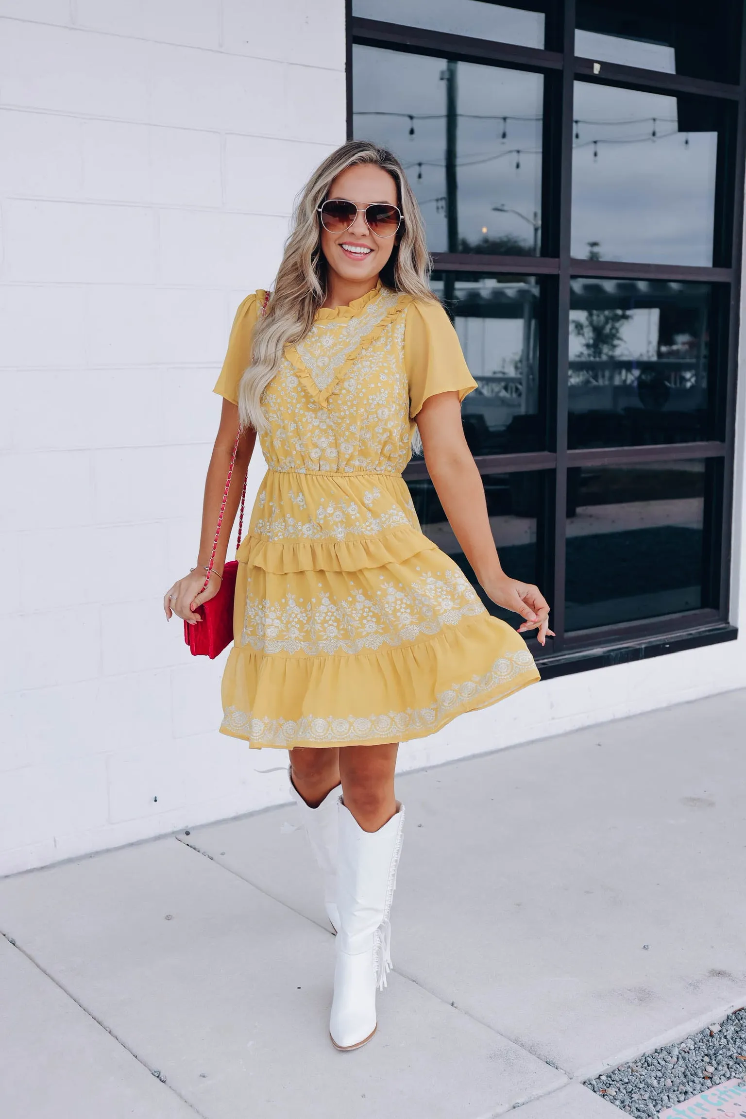 Marigold Embroidered Dress