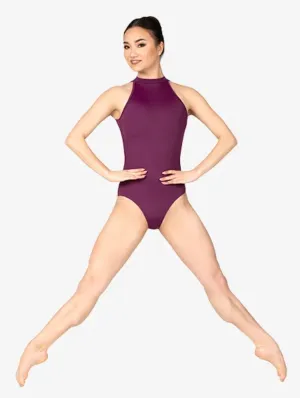 Mariia | Open Back Halter Leotard | Plum