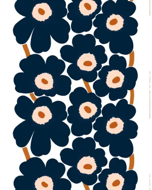 Marimekko | Unikko Cotton Fabric White |Dark Navy Powder | 1yd