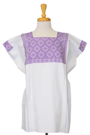 Marina Mexican Top - White, Lilac