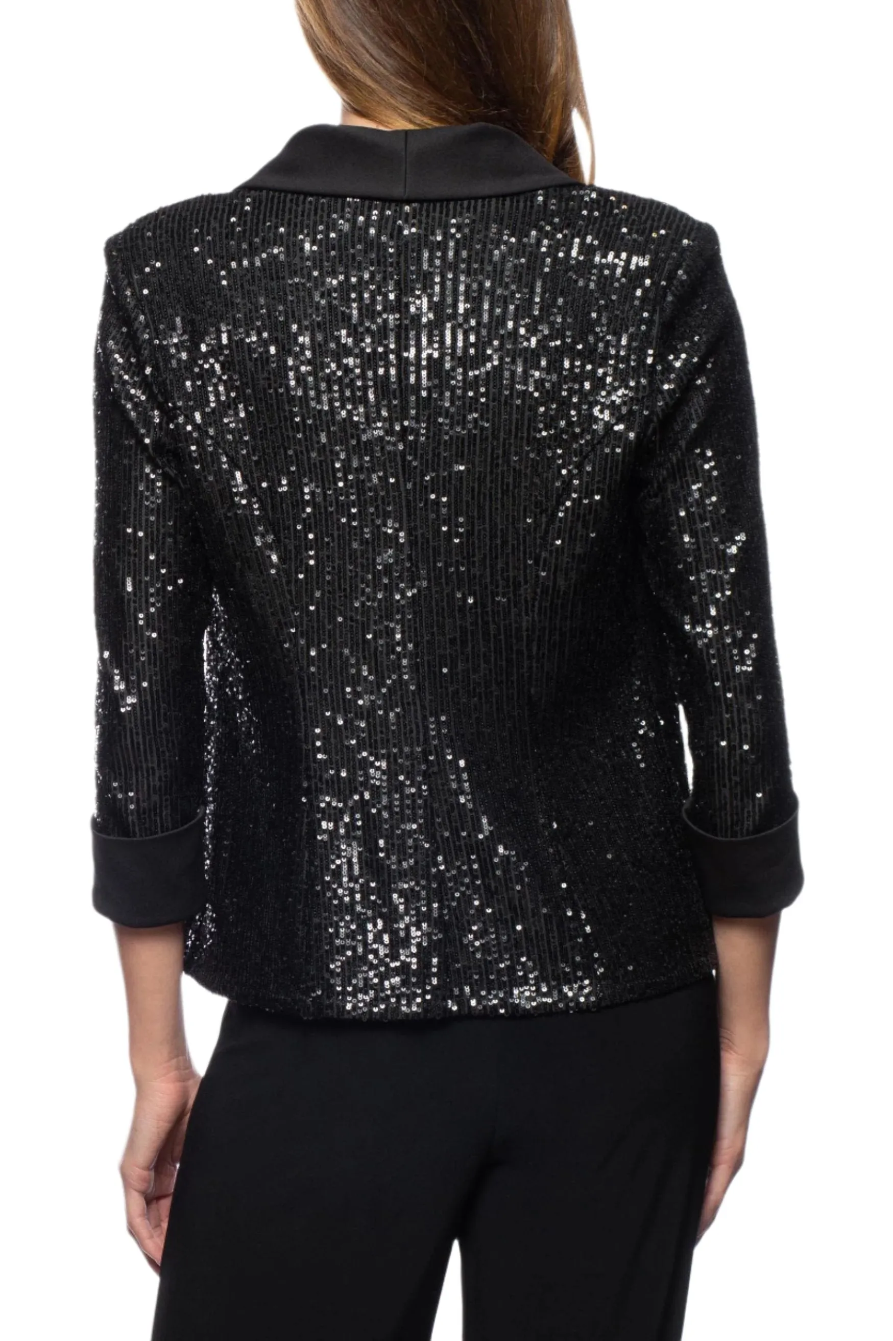 Marina scoop neck sequin top and jacket 2-piece set - Wholesale