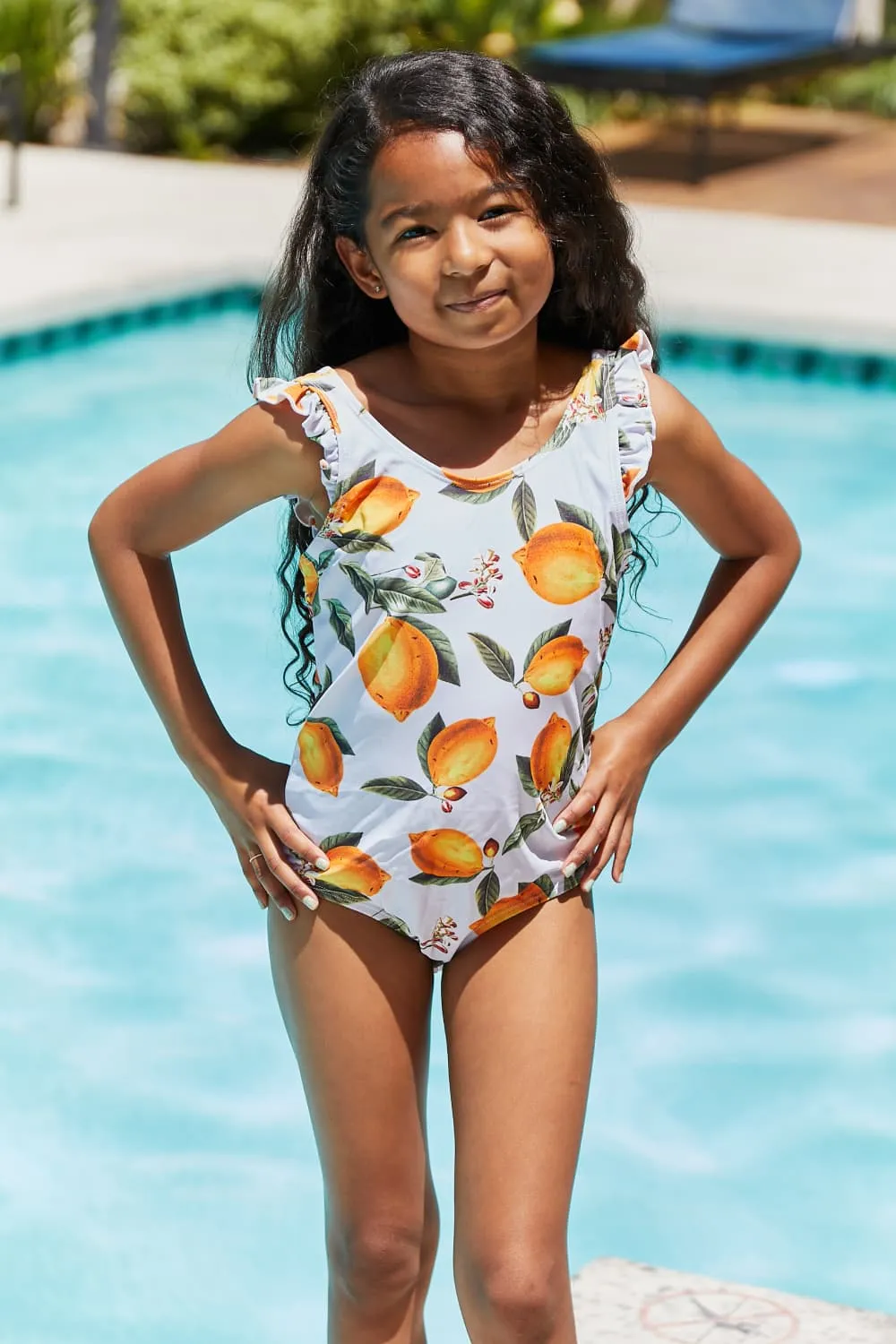 Marina West Swim Salty Air Mommy & Me Puff Sleeve One-Piece in Citrus Orange