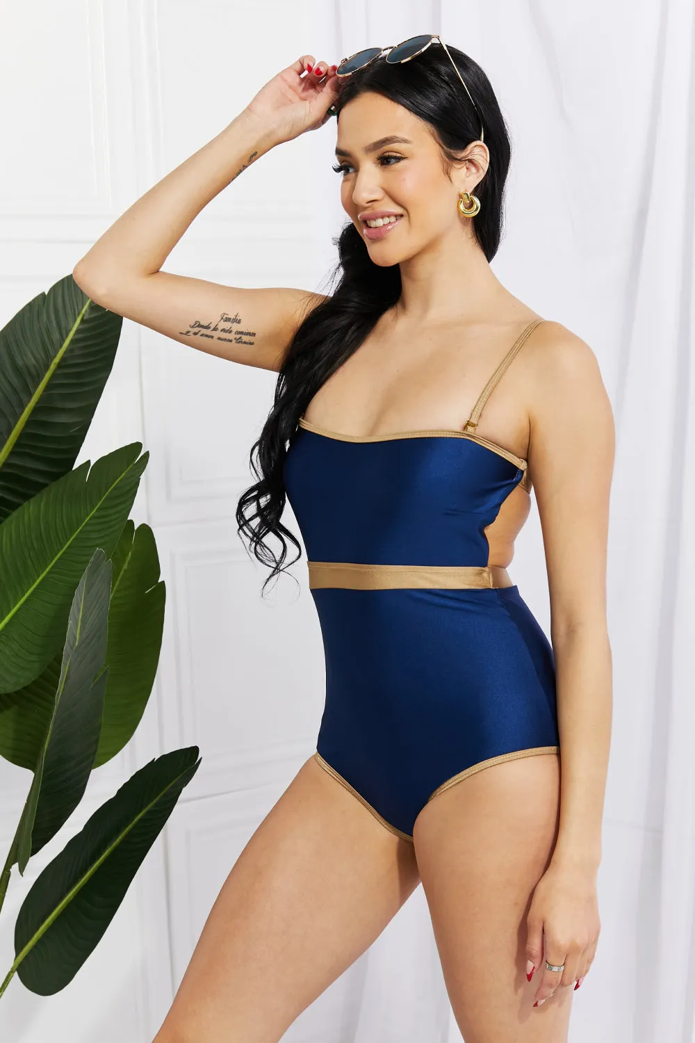 Marina West Swim Wave Break Contrast Trim One-Piece - Ships from The US