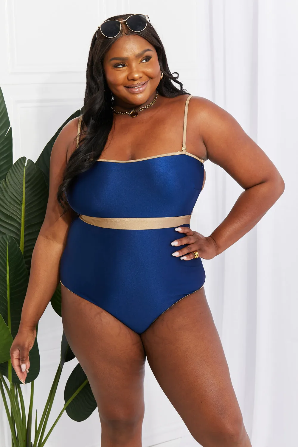 Marina West Swim Wave Break Contrast Trim One-Piece - Ships from The US