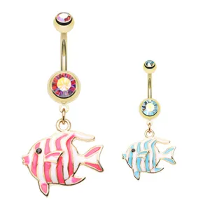 Marine Fish Belly Dangles in Gold