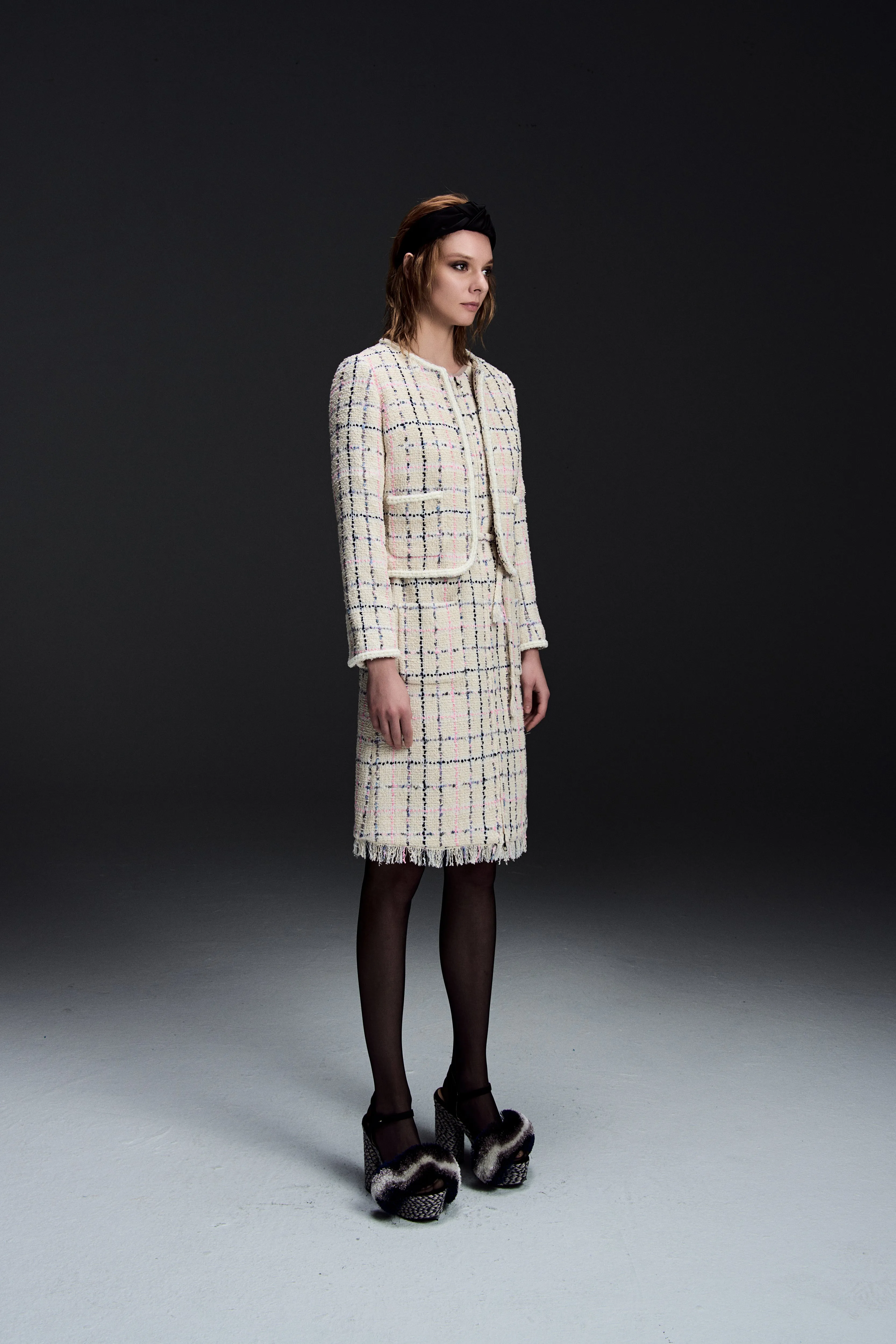 Marion Stylish Tweed Dress