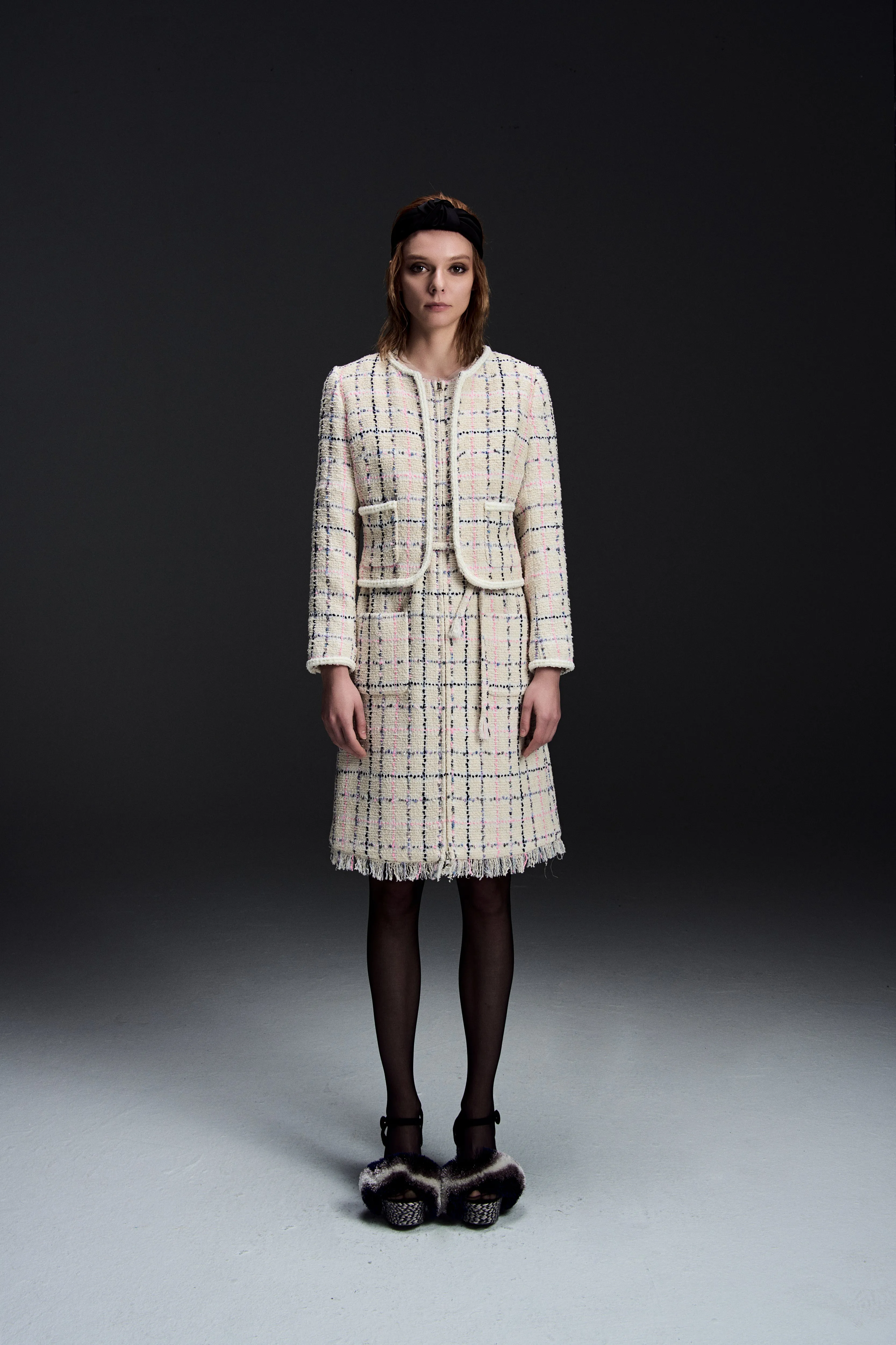 Marion Stylish Tweed Dress