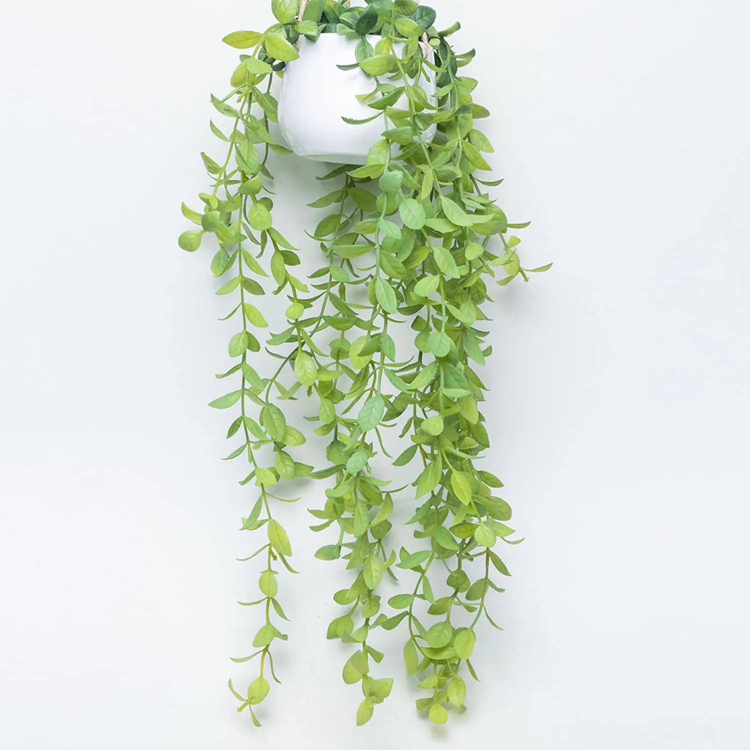 Market99 Artificial Greenery Plastic Hanging Plant with White Pot - for Wall Décor| Decorative Items for Home, Office, Bedroom, Balcony, Living Room, Table Top.