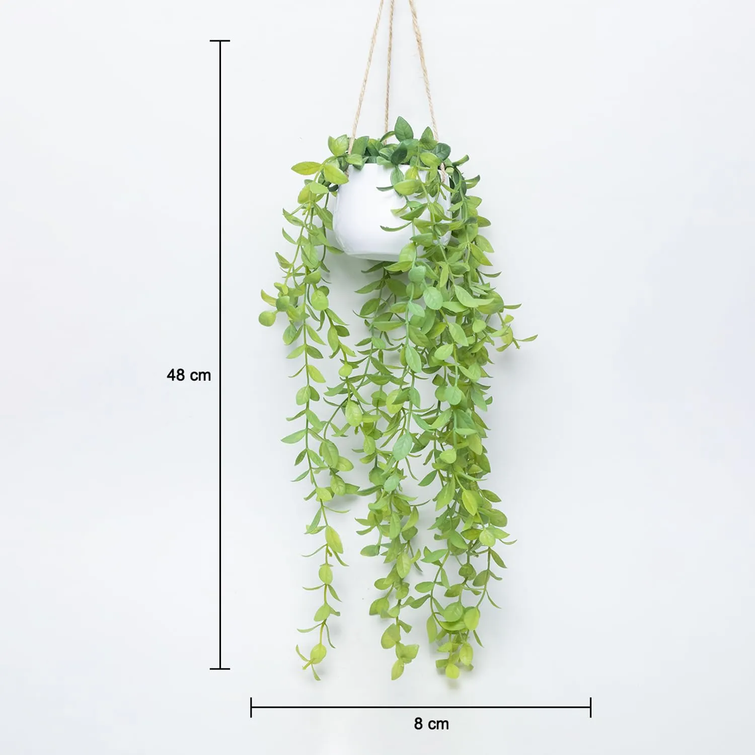 Market99 Artificial Greenery Plastic Hanging Plant with White Pot - for Wall Décor| Decorative Items for Home, Office, Bedroom, Balcony, Living Room, Table Top.