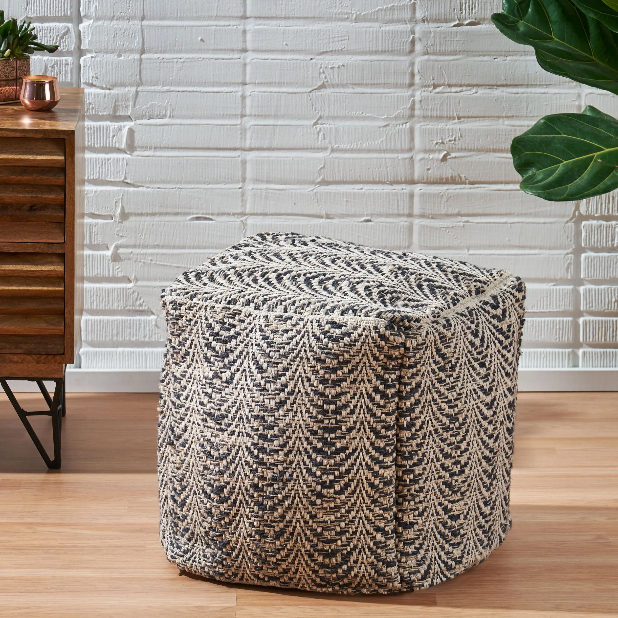 Marko Boho Fabric Cube Pouf