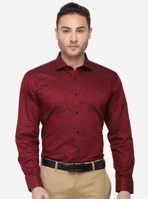 Maroon & Black Printed Regular Fit Formal Shirt | Greenfibre