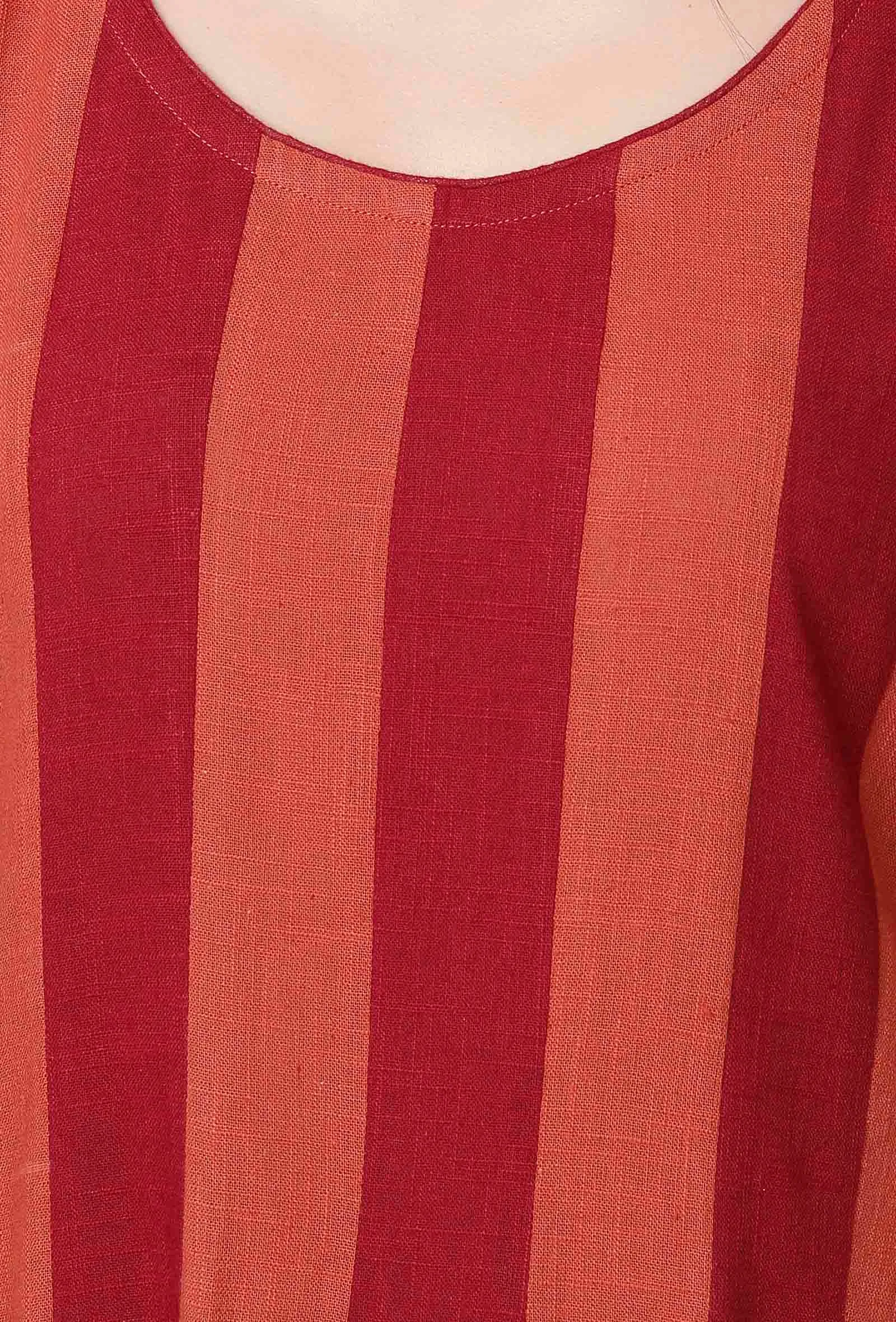 Maroon and Rust Orange Cotton Anarkali Kurti