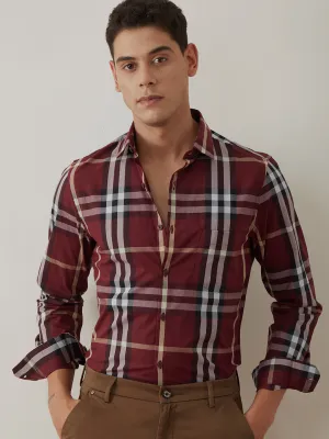 Maroon Checks Casual Shirt