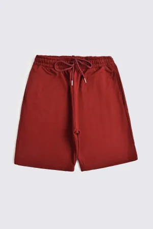 Maroon Cotton Terry Shorts