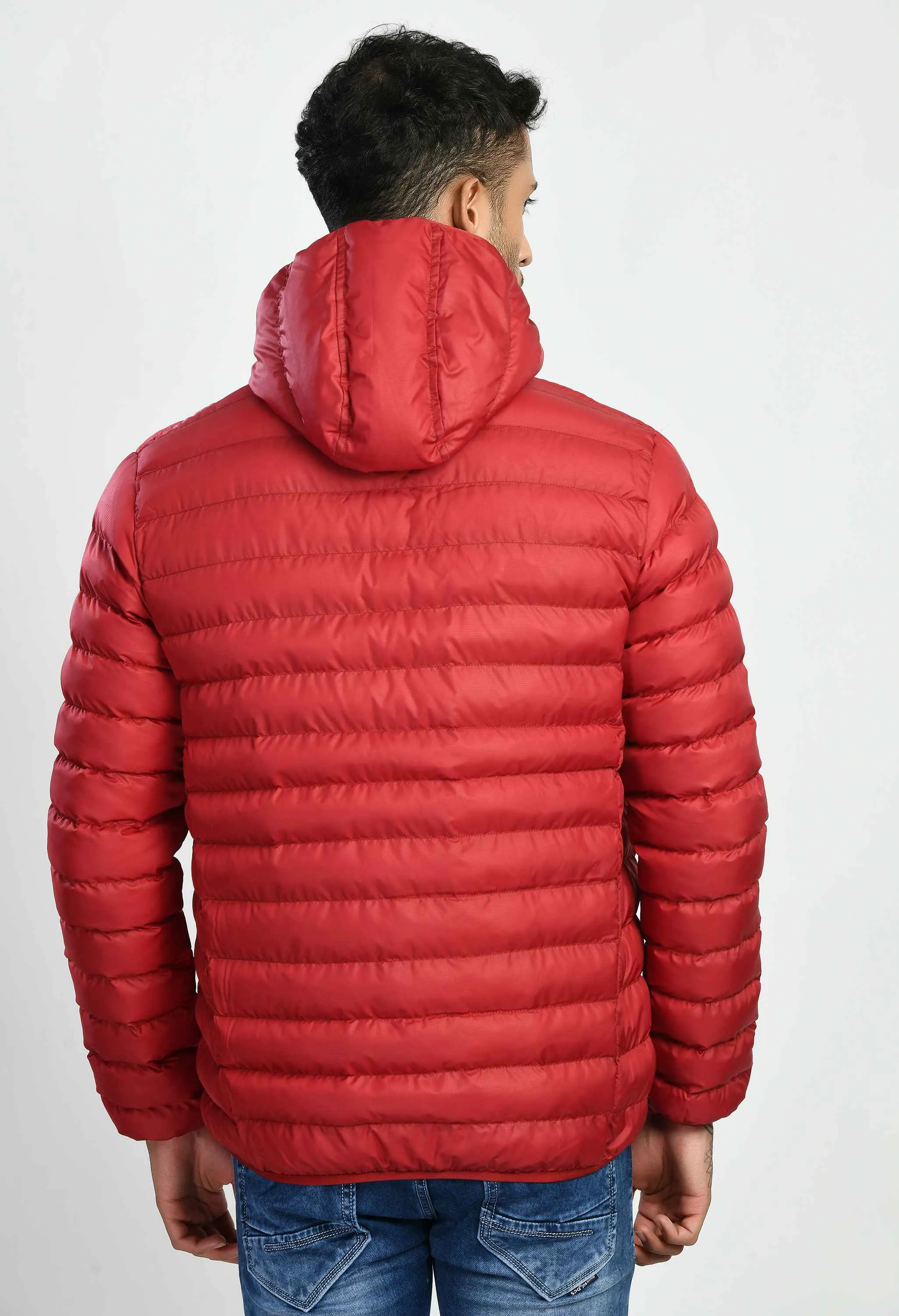 Maroon Dobby Quilted Bomber Jacket