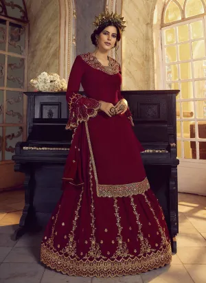 Maroon Embroidered Traditional Lehenga Suit