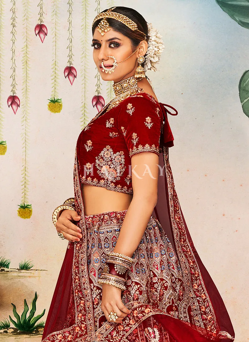 Maroon Embroidery Bridal Wedding Lehenga Choli