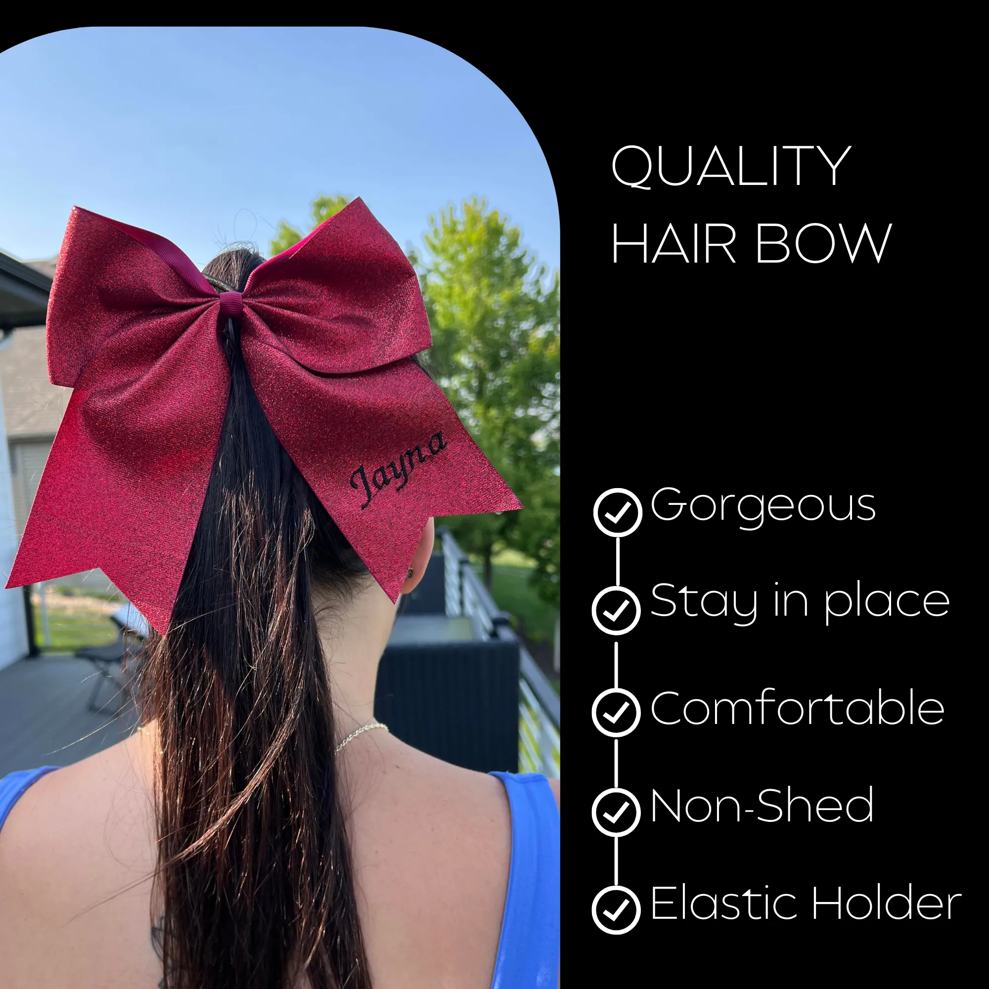 Maroon Glitter Cheer Bow