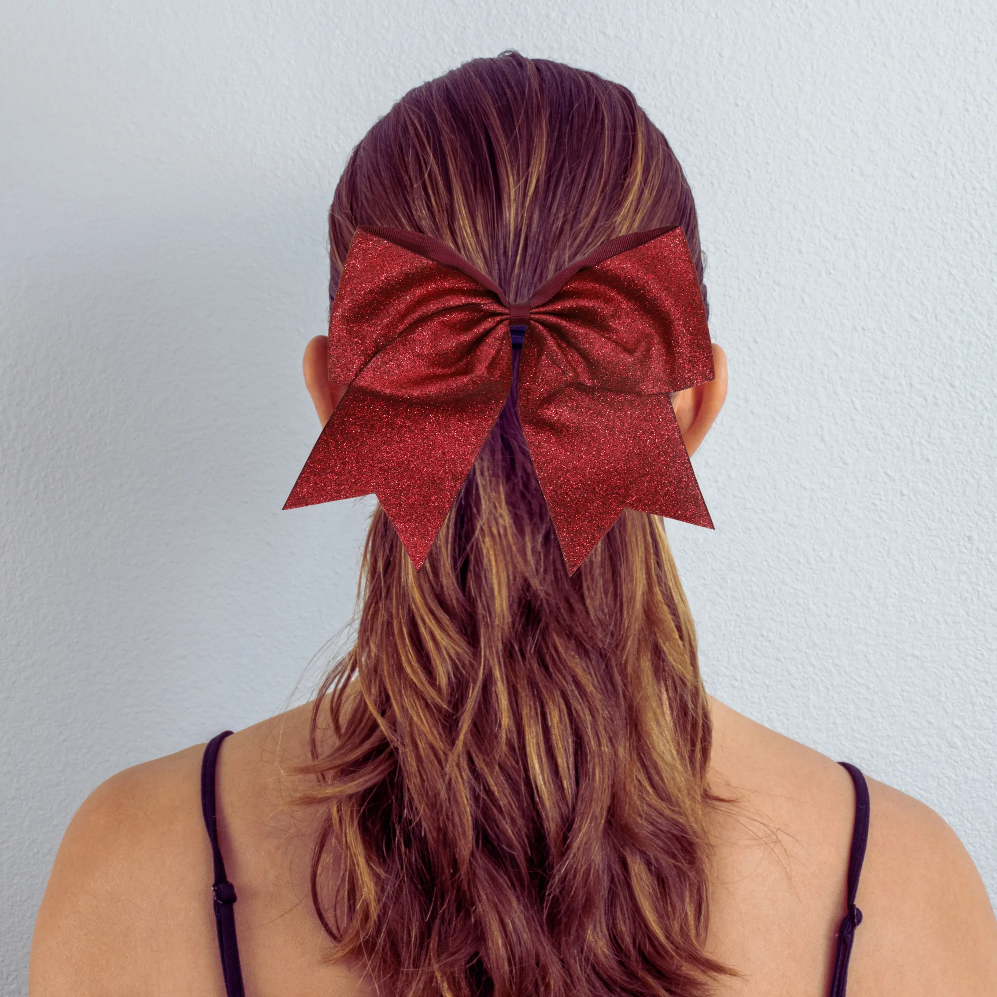 Maroon Glitter Cheer Bow