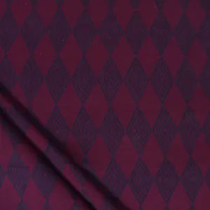 Maroon Ikat Block Printed Plain Cotton Fabric