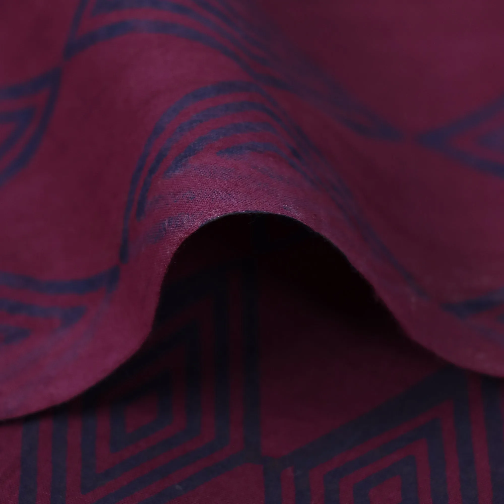 Maroon Ikat Block Printed Plain Cotton Fabric