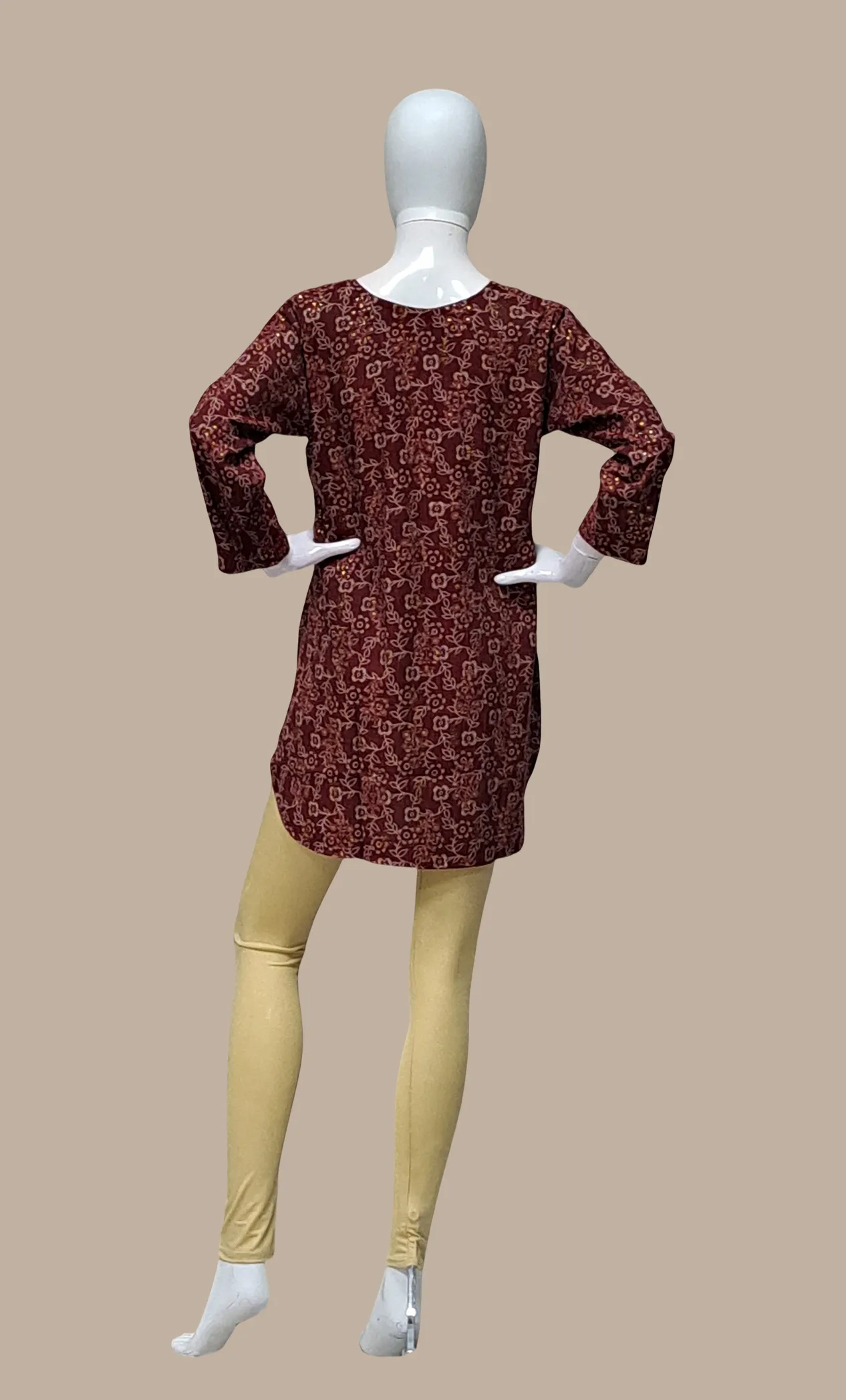 Maroon Printed Kurti Top