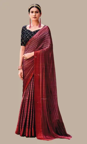 Maroon Printed Sari