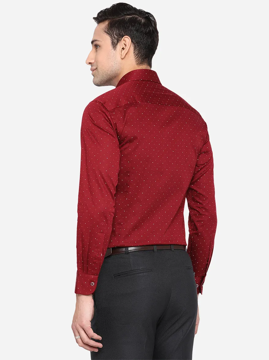 Maroon Printed Slim Fit Formal Shirt | Metal