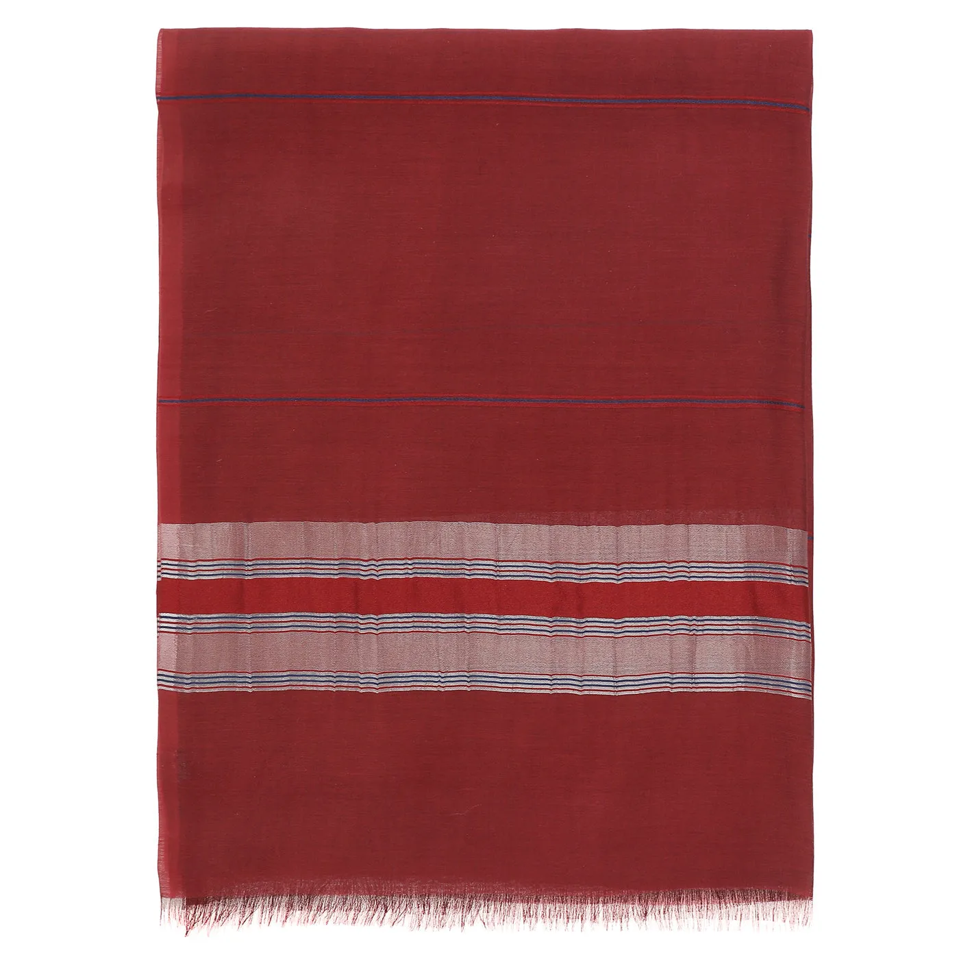 Maroon Striped Silk Tencel Dupatta