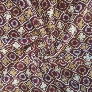 Maroon Thread Embroidery Cotton Fabric 18001