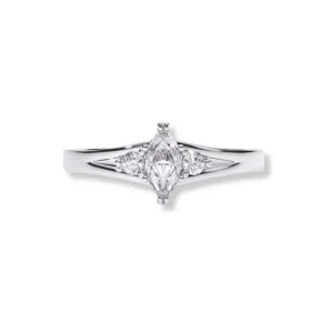 Marquise Diamond Three-Stone Engagement Ring in Platinum Finish