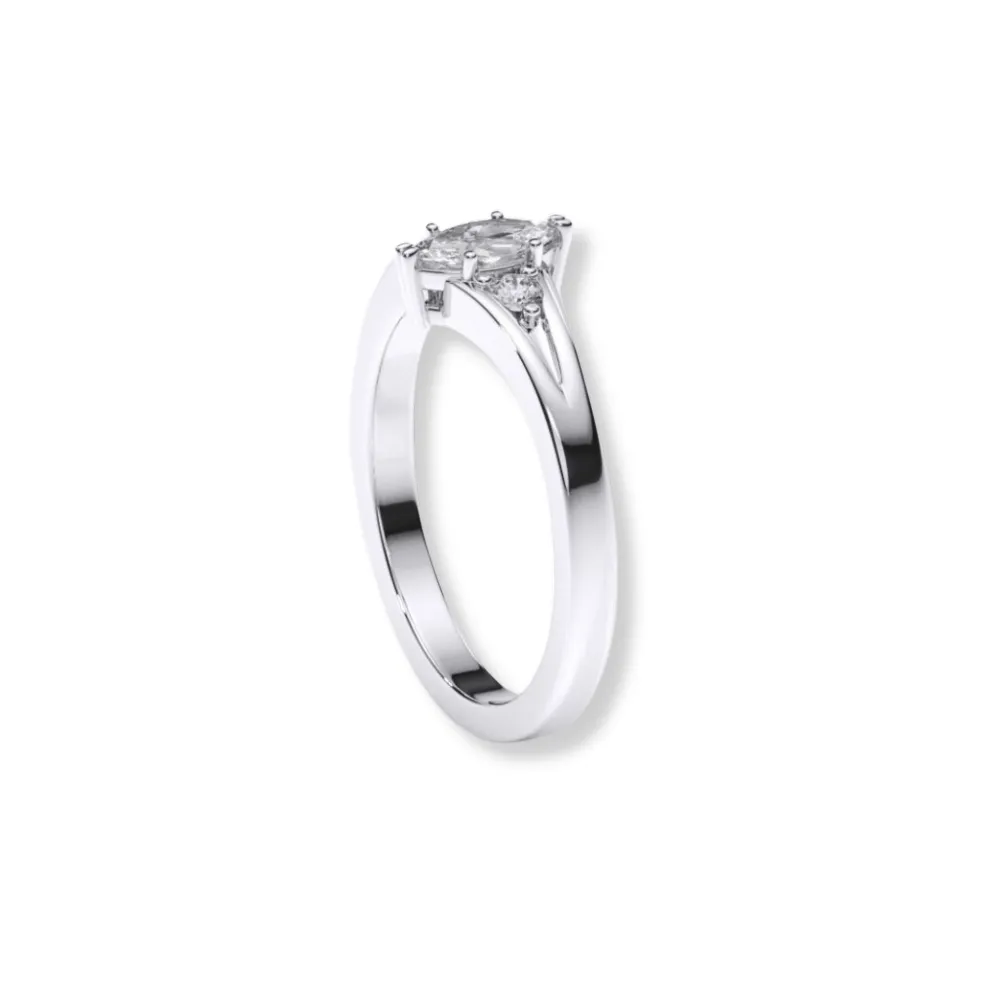 Marquise Diamond Three-Stone Engagement Ring in Platinum Finish