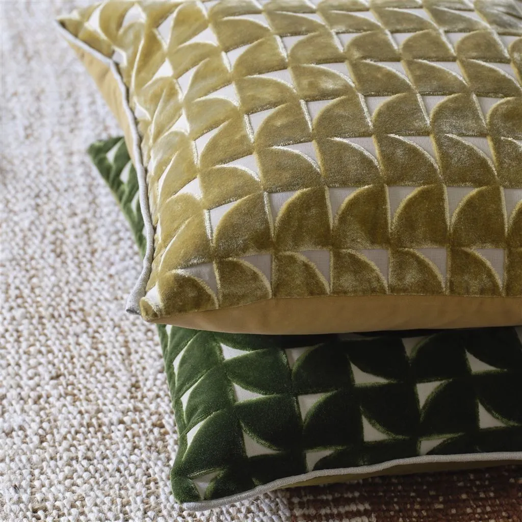 Marquise Fern Velvet Throw Pillow by Designers Guild