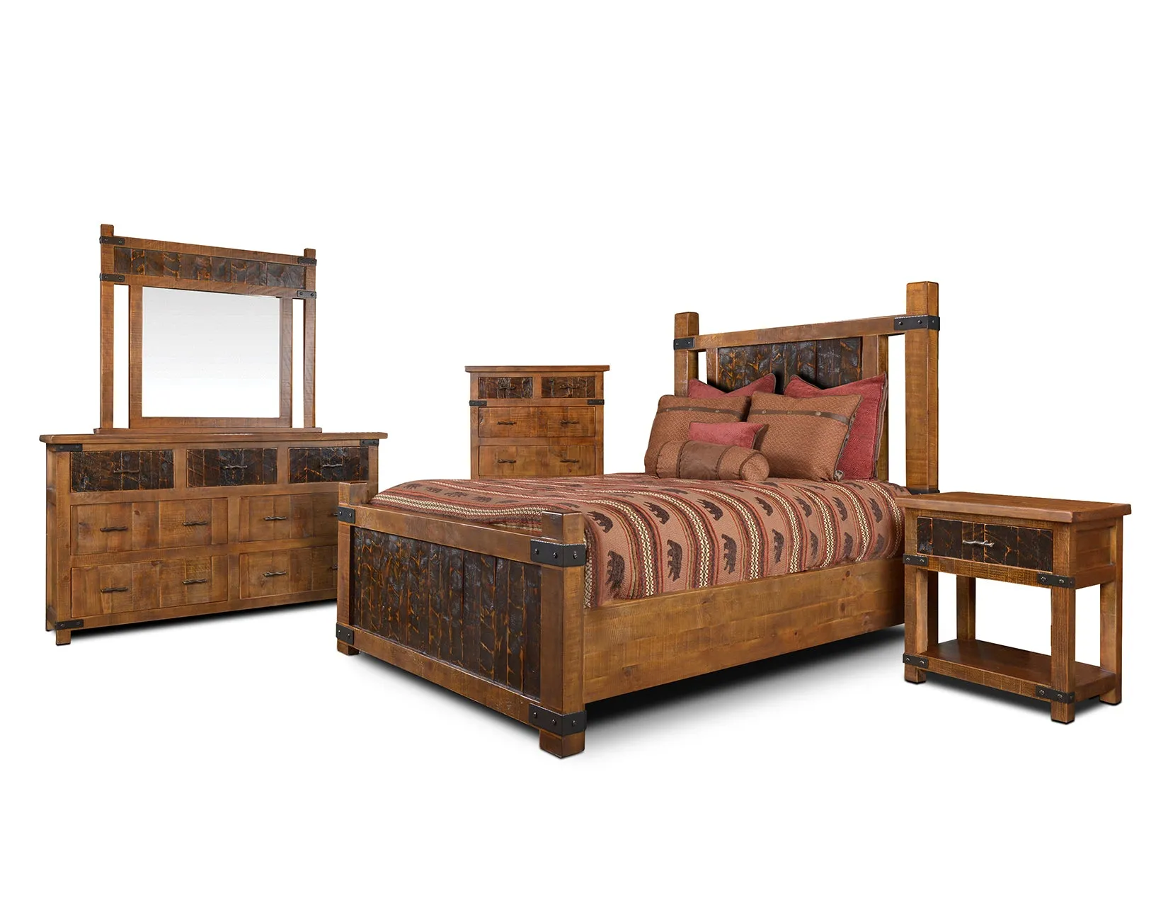 Marrone Rustic Modern Bed Frame - Queen Size