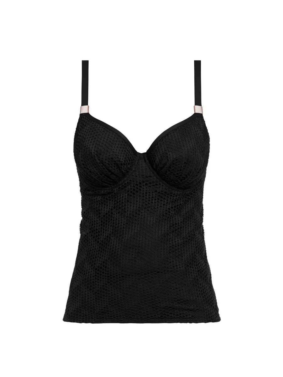 Marseille Bardot Gathered Full Cup Tankini - Black