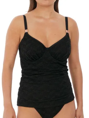 Marseille Bardot Gathered Full Cup Tankini - Black