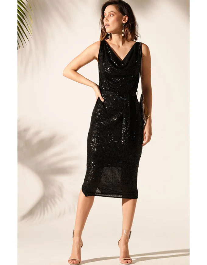 Martinique Reversible Dress Black Sequin