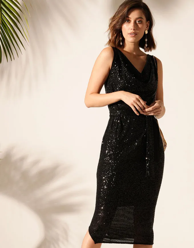 Martinique Reversible Dress Black Sequin