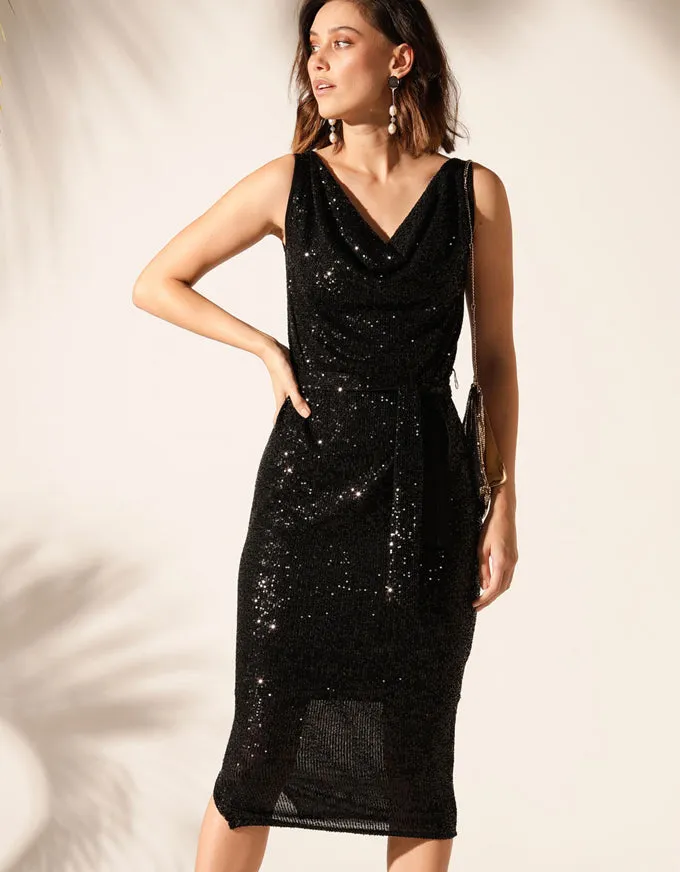 Martinique Reversible Dress Black Sequin