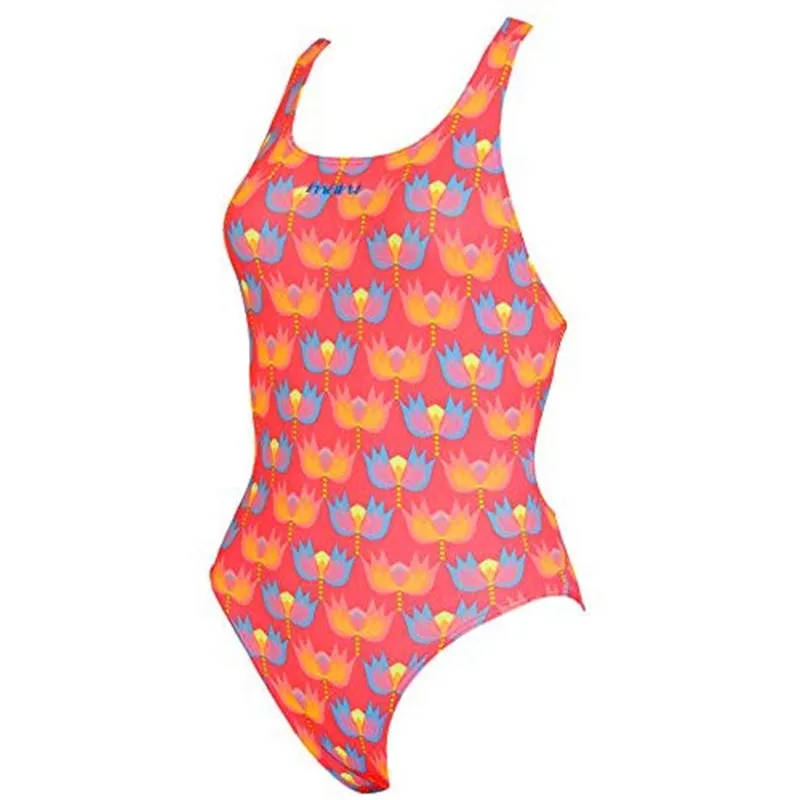 Maru - Tulips Pacer Rave Back Girls Swimsuit - Pink/Turquoise