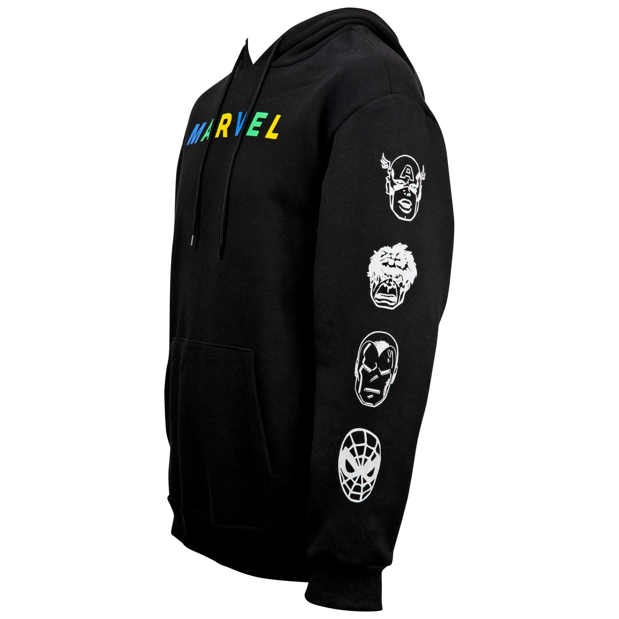 Marvel Brand Text Embroidery Hoodie With Character Sleeve Prints