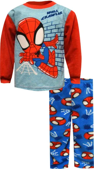 Marvel Comics Spiderman Wall Crawler Cozy Fleece Toddler Pajamas